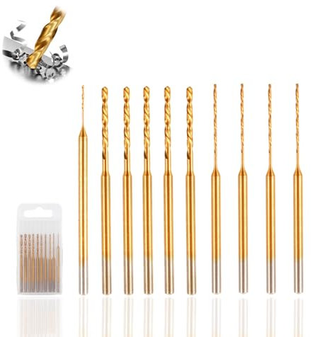 Juego de 10 mini brocas helicoidales de 0,6 mm - 2,2 mm, broca de micrograbado, HSS 2,35 mm, vástago de 2,35 mm con revestimiento de carburo de titanio, herramienta de perforación de perforación
