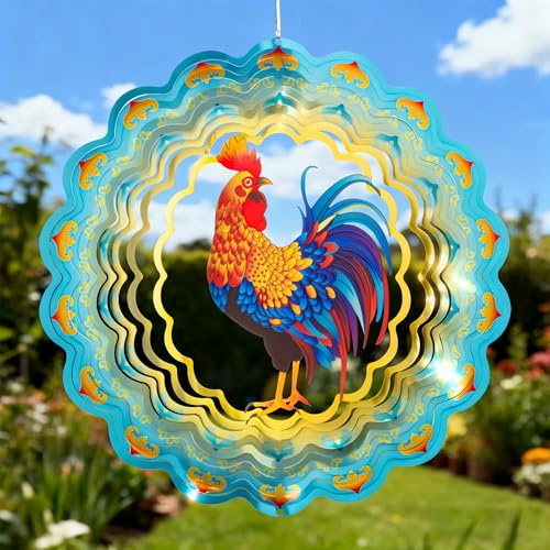 GIGALUMI Windspiele Garten, Hahn Garten Ornamente, Farbenfrohes 3D Windspiele für Draußen Hängend, Einzigartige Mama, Frauen, Dekoration for Hof,Terrasse