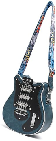 MHADBKH Stilvolle Umhängetasche aus PU-Leder in Gitarrenform, lässige Umhängetasche, Geldbörse für Musikliebhaber und Reisende