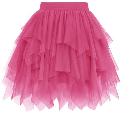 Wikoan Gonna in Tulle Gonna Asimmetrica in Rete Sottoveste in Multistrato Gonna in Tulle Foderata