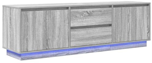 Vopese TV Cabinet with LED Lights Grey Sonoma 160.5x41x50 cm Can be used for the TV cabinet under the background wall in the living room, bedroom, and TV ZSSCJ-UK3328431UK