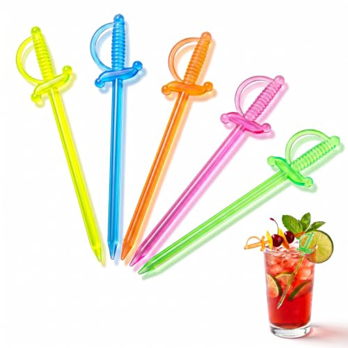 Shimmeroo 100PCS Plastic Sword Toothpicks for Appetizers | 3.3 Inch Mini Cocktail Swords, Decorative Picks for Appetizers Food Drinks, Themed Party Fruit Skewers