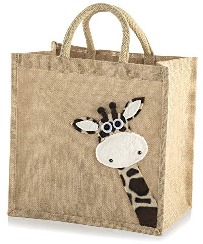 Yellowboots Jute Hessian Shopping Bag - Giraffe (Medium 30 x 30 x 20 cm)