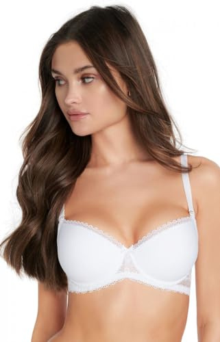 ESOTIQ Damen Push-Up BH Kassidy Basic | Vorgeformte Cups und herausnehmbare Kissen für EIN traumhaftes Dekolleté | abnehmbare Träger,Weiß,70H