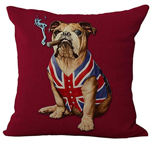 Touch Colourful 45,7 x 45,7 cm Englische Bulldogge kreative Persönlichkeit amerikanische Flagge und Union Jack Haustier Hund Zuhause Wurfkissenbezug personalisierter Kissenbezug neues Zuhause Büro