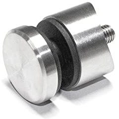 PRIOstahl Glaspunkthalter Punkthalter Glashalter x 1 Halter mit M8 Schraube + Gummieinlagen für Glas 6mm bis 12,76mm Anschluss Ø 42,4mm für Glasscheiben Plexiglas Balkon Geländer aus Edelstahl V2A