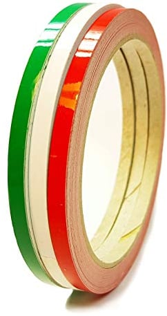 siviwonder Zierstreifen Italien grün weiß rot Glanz in je 5 mm Breite und 10 m Länge Folie Aufkleber für Auto Boot Jetski Modellbau Klebeband Dekorstreifen Fahne