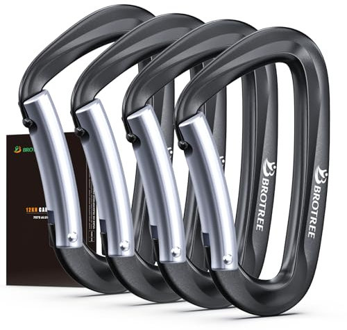BROTREE Karabiner mit 1200kg Belastbarkeit Karabinerhaken Schwerlast 12KN Schnellverschluss für Hängematten, Camping, Wandern, Rucksack