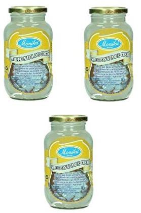 Pamai Pai® Dreierpack: 3 x 340g Kokosnussgel Nata de Coco Würfel Kokosnuss Gel (Abtropfgewicht: 3 x 220g)