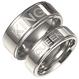 KnSam Ehering Verlobungsring Herren Ring Vintage Partnerringe Edelstahl Mit Gravur Queen King T Breite 6 & 8mm Silber Paarringe Silber Ringe