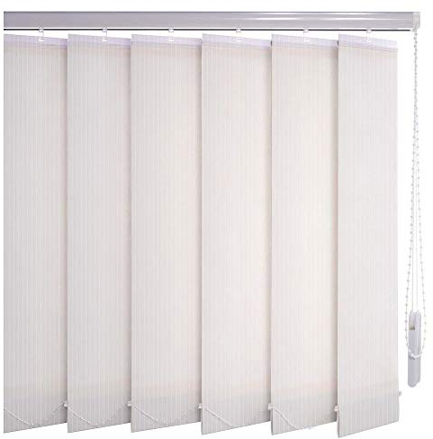 Sonnenschutz-HH® - Lamellenvorhang weiß Leinenoptik mit Streifen lichtdurchlässig - Breite 320 cm x 140 cm Höhe - Lamellenbreite 127mm Vertikaljalousie Vertikalanlage Schiebevorhang