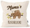 MoonWorks® Kissen-Bezug eigener Name Mama´s/Papa´s/Oma´s/Opas´s/Kuschelecke Faultier personalisierbare Mama Natur Unisize