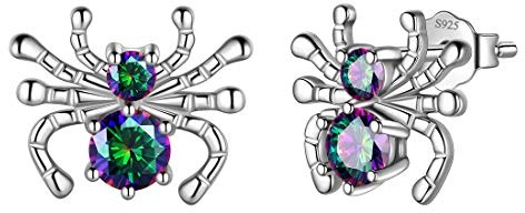 Aurora Tears Spinne Ohrstecker Mystic Rainbow Topaz 925 Sterling Silber Insekt Tiere Ohrring Dating für Frauen DE0208T