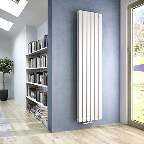 Heilmetz Heizkörper Flach 1800 x 460 mm Weiß Design Paneelheizkörper mit Mittelanschluss Doppellagig Vertikal Badheizkörper