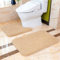 Badematten Set 2 Teilig Rutschfest Badvorleger Set Verdickt Badteppich Badgarnitur Set Weich Flauschige Mikrofaser Badezimmer Teppich Set, 50 x 80cm Badeteppich + 50 x 60cm WC Vorleger (Beige)
