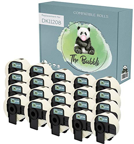 The Bubbli Original | DK-11208 Kompatibel Rollen Etiketten für BROTHER P-Touch QL-1110NWB QL-1100 QL-1060N QL-500 QL-570 QL-580 QL-700 QL-710W QL-800 QL-810W QL-820NWB (38 mm x 90 mm | 20er Pack)