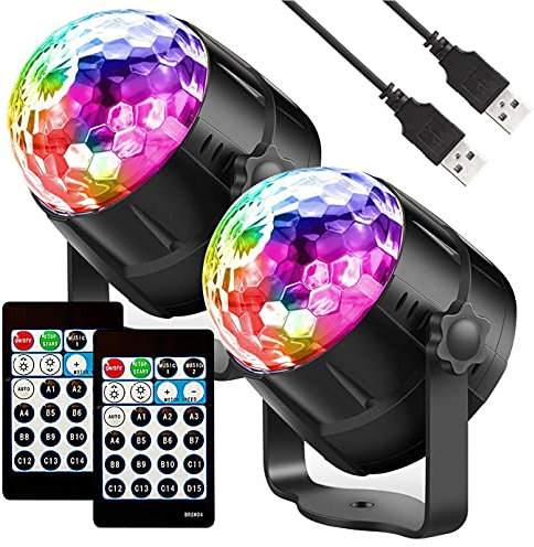 WINSAFE Sound Activated Disco Ball LED Lights, 15 Modes, USB Powered, Perfect for Parties, Weddings, Home Decor