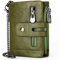Portafoglio da uomo con catena, blocco RFID, in vera pelle, con porta carte di credito e portamonete con cerniera, Verde, Moderno