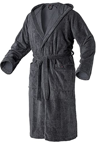 Mount Swiss Unisex AARAU Bademantel mit Kapuze I Herren Damen aus flauschiger Baumwolle I Kimono mit Farb- & Größenauswahl S - 5XL I Bath-Robe Öko-Tex Standard 100