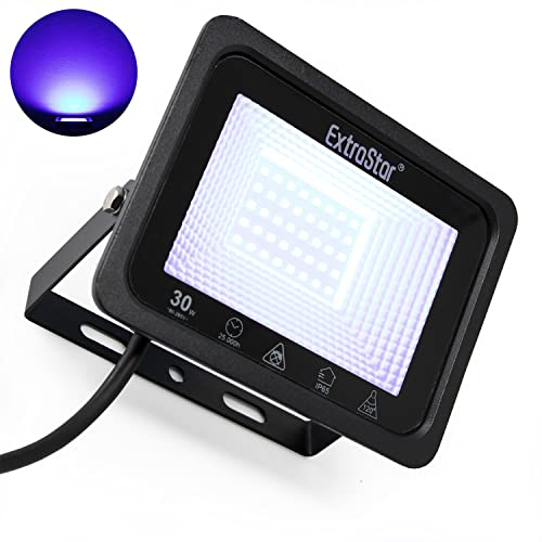 EXTRASTAR Lumière Extérieure Projecteur LED 30 W 2400 lm super lumineux coloré étanche IP65 pour arrière-cour, allée, portes, garage, couloir, jardin (bleu)