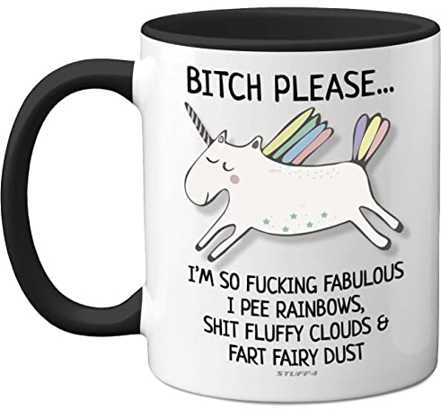 Bitch Please I'm So Fabulous Unicorn Mug, 11oz Ceramic Black Handle Mugs, Funny Gifts for Women, Birthday Present, Tea Sets for Adults, Unicorn Gifts, Christmas, Your Best Friend
