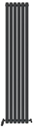 Oval Vertical Single Panel Radiator Anthracite 1800 x 360mm + TRV Angled Valve…