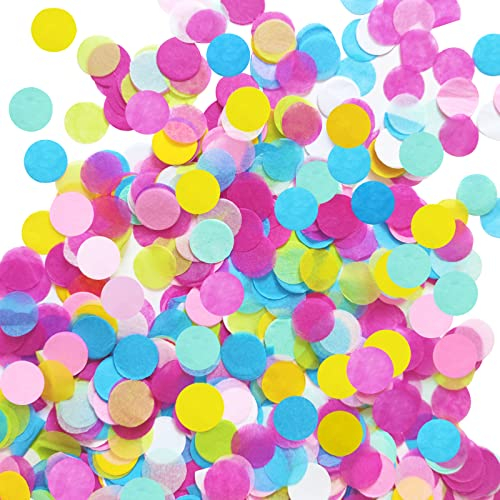 Probuk 60g Konfetti Hochzeit 2.5cm Blau&Rosa&Weiß&Hellrosa&Hellgrün&Gelb 6 Runder Seidenpapier Papier Konfetti Punkte für Luftballons Korationen,Geburtstag, Hochzeit,Partydeko