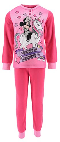 SUN CITY Disney Minnie Unicorno Pigiama 2 Pezzi in Cotone, Bambina (Fucsia, 8 Anni)