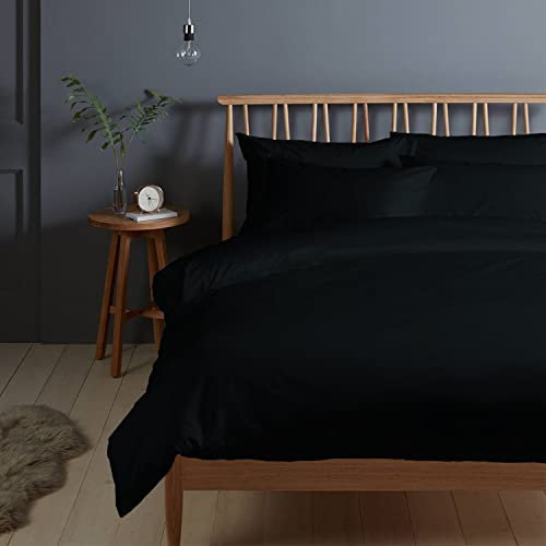 Pizuna 400 Fadenzahl aus Baumwolle Bettwäsche Staubiger Schwarz, 100% Langstaple Baumwolle Bettbezug und Kissenbezug, 100% Baumwolle Mako Satin 2-Teilig Bettwäscheset 135x200 + 80x80