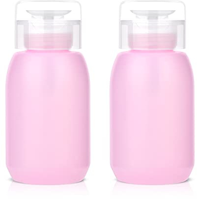 MEKK Acetone Pump Dispenser,Push Down Pump Dispenser Empty Alcohol Dispenser Push Down Nail Polish Remover Pump One-Touch Pump Bottle Dispenser for Nail Polish & Makeup Remover 2 Pack 200ML(6.8oz)