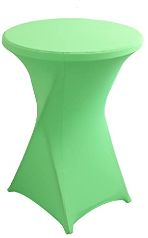 iEventStar Stretch Stehtisch Hussen Spandex Stehtischhussen Bartische Hochzeit Erstärkung im Fußbereich Rund Tischdecke für Bistrotisch Cocktail-Party (Apfelgrün, 1er Set - Ø 60-65 cm)