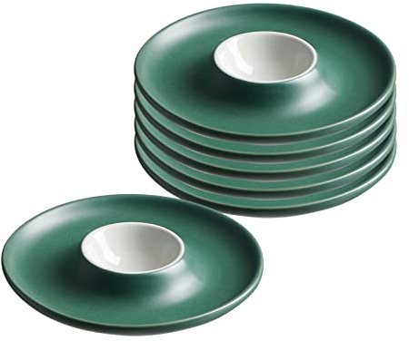 Ritzenhoff & Breker Eierteller Jasper, 6er Set, Grün, Eierbecher ø 12 cm, Eierhalter aus Steinzeug, Soft-Touch-Haptik & Mattglasur