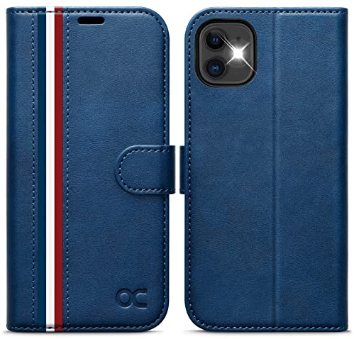 OCASE for iPhone 11 Case, Premium PU Leather iPhone 11 Phone case [TPU Inner Shell][Kickstand][Card Holder] Flip Wallet Phone Cover - For the 6.1 inch iPhone 11,Stylish Blue