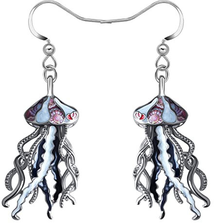 BAMAY Emaille Legierung Quallen Ohrringe Baumeln Tropfen Ozean Tiere Schmuck Charms Geschenke für Damen Mädchen Kinder Zubehör (Schwarz)