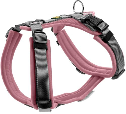 HUNTER Hundegeschirr Maldon UP, Farbe: Altrosa/grau, weich gepolstert & komfortabel, stark reflektierend durch 3M Scotchlite, 4-Fach verstellbar, mit gepolstertem Griff (ab S-M), Größe: XS