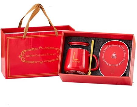 MBETA Coffret cadeau en céramique de tasse de café de température constante de 55°C,Rouge 220 V