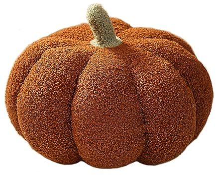 BROEYOUE Plüsch Kürbis Dekokissen, Kürbis Überwurfkissen, Kürbiskissen Sofa Schlafzimmer Dekoration, Kürbis Kissen Halloween Heim dekor Geschenke, Pumpkin Kissen,30cm (Braun)
