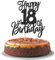 SYKYCTCY 1 Pack Happy 18th Birthday Cake Topper Black Glitter Cheers to 18 Years Cake Pick 18 Fabulous Cake Decoration for Happy Birthday Theme Anniversary Party Supplies