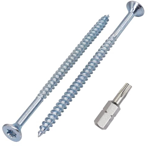 SKIR'CO (60 pièces) Vis à bois en acier zingué 5,0 x 80 mm, Vis à tête fraisée Torx, Vis pour panneaux d'aggloméré, Filetage partiel