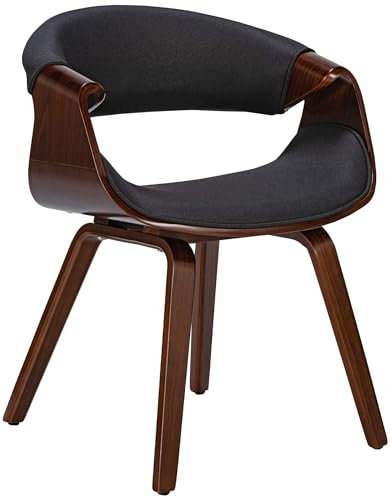 CLP Esszimmerstuhl Foley I Mit Armlehne Und Holzgestell I Küchenstuhl Und Wohnzimmerstuhl, Farbe:walnuss/schwarz, Material:Stoff