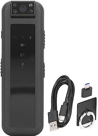 Akozon Caméra Vidéo Portative HD 1080P 16:9 Vision Nocturne 180° Caméscope Action Caméra Camcorder Noir