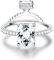 Krfy Silber Ringe für Damen Quadratischer CZ Verlobungsring, Versprechen Ewigkeit 925 Silber Ring Eheringe Verstellbare Ringe mit Offenem Finger Zirkonia Ringe für Damen