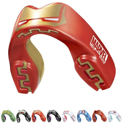 Marvel Iron Man Sport Zahnschutz Erwachsene und Kinder Sport Mundschutz Für alle Vollkontakt-Sportarten einschließlich Rugby, MMA, Kampfsport, Kickboxen, Judo, Hockey & Boxe