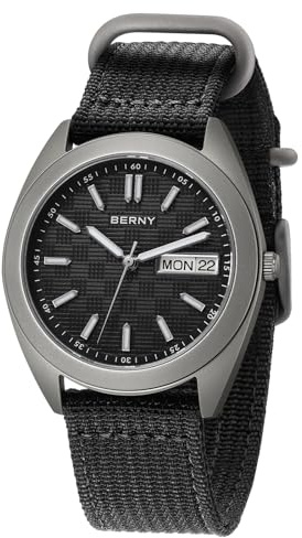 BERNY Herrenuhr Titanuhr 10ATM Wasserdicht Analog Quarz Uhren Super Leuchtend