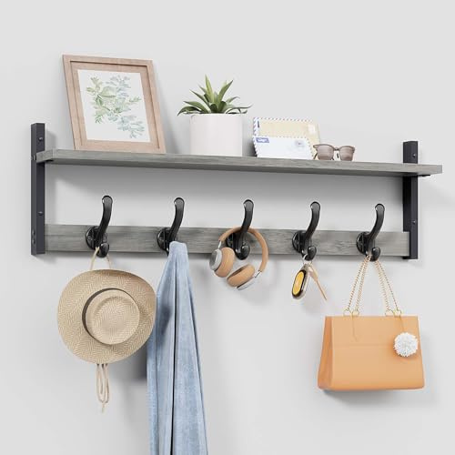 Tatub 29 Rustic Coat Rack with Shelf, Heavy Duty Wall Hooks, Farmhouse Entryway Rustic Hat Rack Wall Coat Hangers for Living Room, Hallway, Kitchen