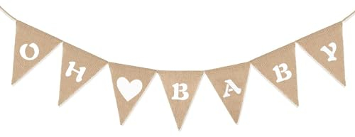 Qingmeng Babyparty Deko für Mädchen und Jungen - Oh Baby Girlande Banner, Gender Reveal Party, Geschlechtsverkündung, Willkommen Zuhause Party Dekoration Neutral