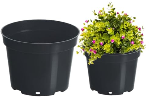 DomoDomo 10L Blumentopf Kunststoff, 28cm, Schwarz, Mit Löchern, UV-beständig, Reduziertes Unkrautwachstum