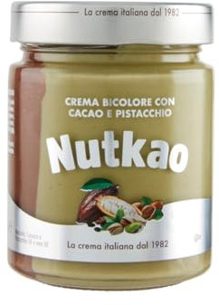 Crema Spalmabile Nutkao Crema Bicolore Cacao e Pistacchio Vaso Vetro da 330 g