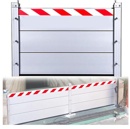 Hochwasserschutzblech Aus Aluminiumlegierung, Hochwassersperre Wasserabweiser Wiederverwendbares Wasserstopper-Schallwand Mobile Hochwasserschutz Barriere Für Garageneingang, Tür(Built-in,143 * 60cm)
