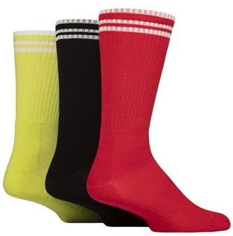 Glenmuir Men's Bamboo Sports Socks - Soft, Breathable and Cooling, Half Cushioned, Arch Supports, Ribbed, Sports, Gym, Exercise, Running, Plain, Stripes, 3 Pair Multipack Size 7-11